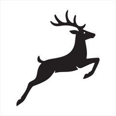 Silhouette reindeer leaping graceful illustration stylized holiday symbol vector illustration
