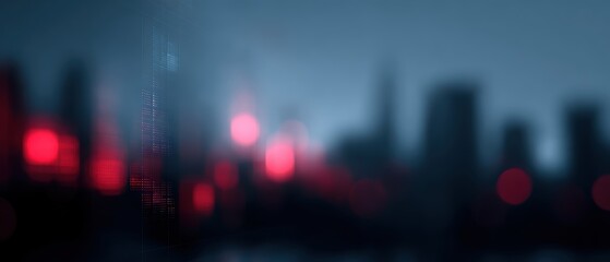 City skyline overlay with stock ticker data