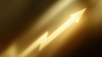 Glowing chart arrow going up in golden light