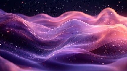 Obraz premium Abstract waves of purple and pink with sparkling particles in the atmosphere