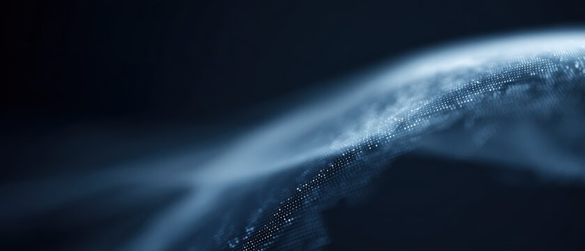 Digital wave flowing around globe tech finance theme