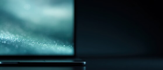 Laptop with stock dashboard and sparkle overlay