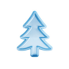 Fototapeta premium A stylized, light-blue, glass-like Christmas tree icon with a slightly raised, beveled edge