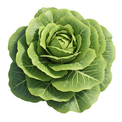 Fototapeta premium Fresh Green Romaine Lettuce Head - Crisp, Vibrant Leaves Close-Up