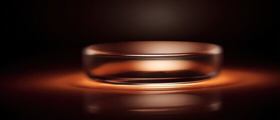 Candle reflection forming circular light on glass desk