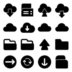 Cloud Drive Backup Icons — Upload Folder and Synchronization Design.