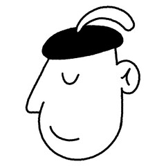 Line art face cartoon illustration