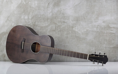 Musical instrument - folk acoustic guitar with a reflection