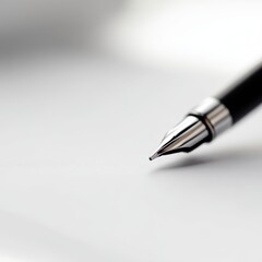 Macro image of pen signing year-end contract on glossy paper