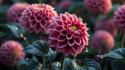 Dahlia Flower - Beauty Flowers capturing the exquisite symmetry and vivid hues of blooming dahlias, reflecting passion, grace, and the artistic perfection found in nature’s most stunning creations.