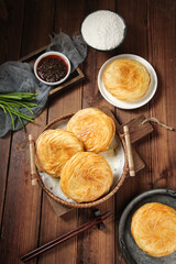 Shaanxi Tongguan Chinese Layered Flatbread Cake with Sauce Traditional Asian Breakfast Food