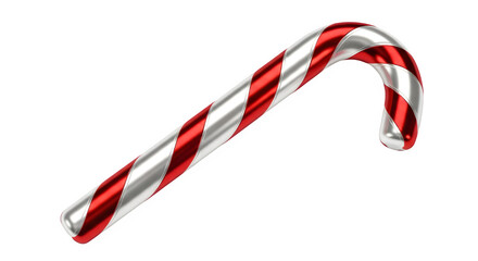 Fototapeta premium Classic red and white striped candy cane with a hook shape isolated on transparent background