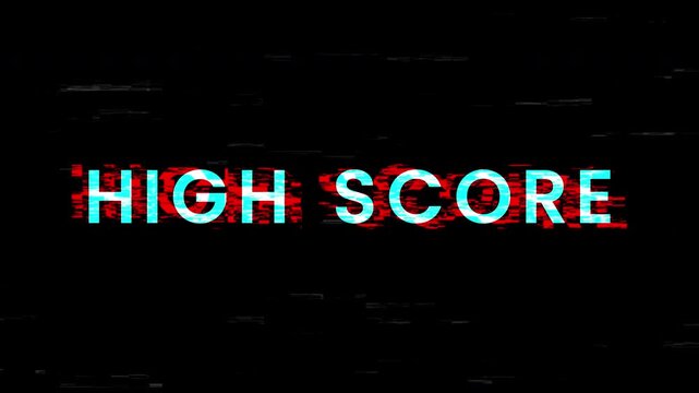 high score text glitch animation