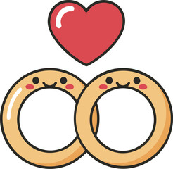 Minimal Pop Wedding Love Rings Heart Cheerful Icon | ミニマルポップな結婚愛の指輪とハートのアイコン