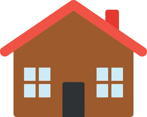 Simple brown house icon with red roof