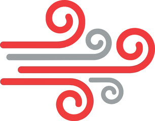 Red gray swirling wind icon