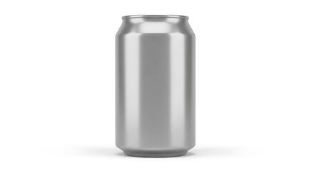 Silver aluminum soda can isolated on white background