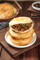 Traditional Tongguan Crispy Pork Buns Chinese Street Food Shaanxi Cuisine