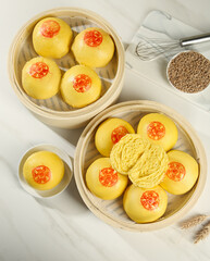 Handmade Chinese Pumpkin Steamed Buns Thousand Layer Fortune Pattern Shandong Cuisine Traditional Asian Food