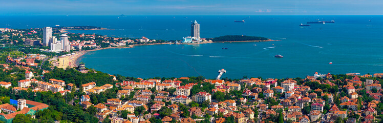 Aerial view of Xiaoyushan Park in Qingdao, China