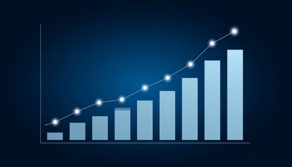 Financial business graph showing market growth and success with an upward arrow illustration