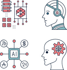 Artificial Intelligence and Machine Learning Icon Set