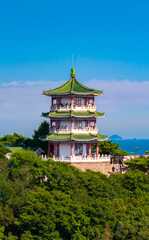 Aerial view of Xiaoyushan Park in Qingdao, China