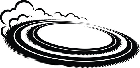 Swirling vortex with stylized clouds, dynamic motion graphic element