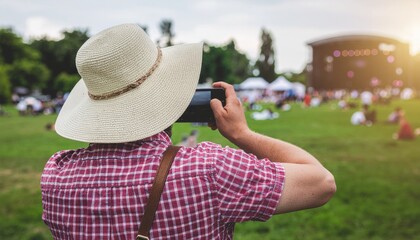 Fototapeta premium Capture the moment at an outdoor summer music festival with friends celebrating culture and community