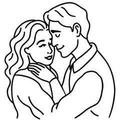 A loving couple embracing tenderly with closed eyes isolated on white background isolated on transparent background