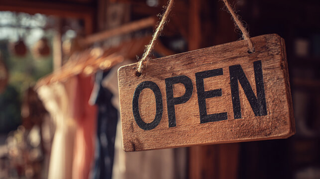 Open sign in a small business shop