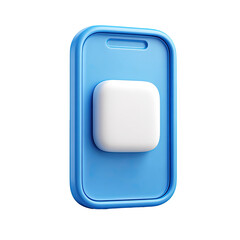 Obraz premium A light blue, rounded-edge case holds a square, white, smooth object; it resembles a charging case