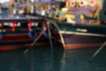 Abstract and blurred background of marina yacht