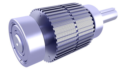 Stepper Motor Rotor 3D Model. Synchronous Stepping Motor Rotor Part. 3D model rendering isolated on white background. Ideal for educational, engineering and industrial design.