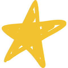 A Hand Drawn Golden Star Shape With A Textured Effect On A Transparent Background Simple Graphic Element For Childrens Creative Projects