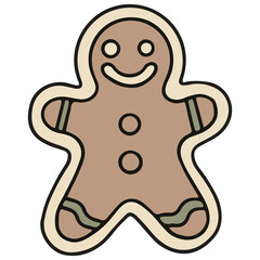 Gingerbread man cookies of christmas hand drawn flatten