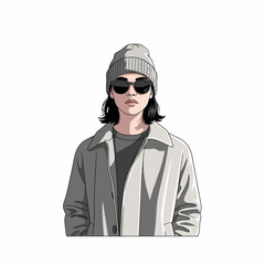 Fashion Modeling Illustration with White Clean Background