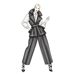 Fashion Modeling Illustration with White Clean Background