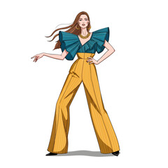 Fashion Modeling Illustration with White Clean Background