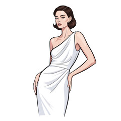 Fashion Modeling Illustration with White Clean Background