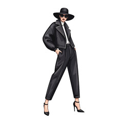 Fashion Modeling Illustration with White Clean Background