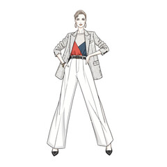 Fashion Modeling Illustration with White Clean Background