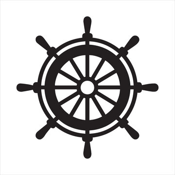 ship rudder or wheel silhouette vector illustration