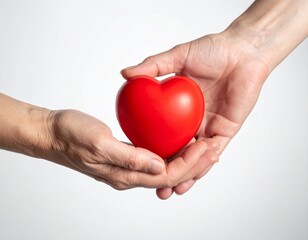 Fototapeta premium Blood donor theme — hands giving heart-shaped symbol of life