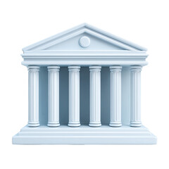 Obraz premium A light-blue, miniature model of a classical temple, featuring six ionic columns, a pediment, and a circular detail atop
