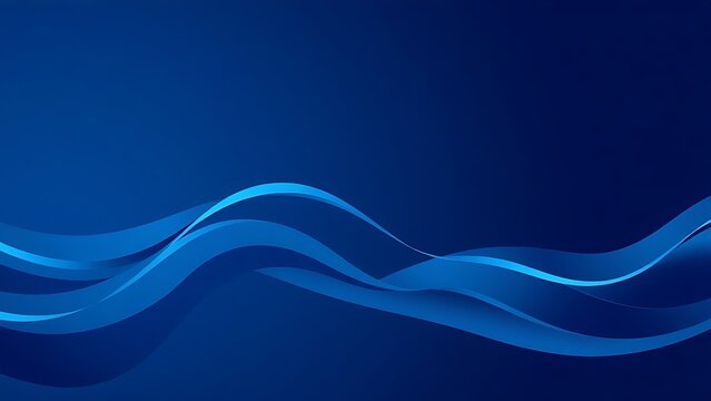 unanimity. Flowing wave patterns in deep blue with elegant curves and smooth gradients, minimalist aquatic scene. travel magazines, destination branding, designed for travel destination branding.