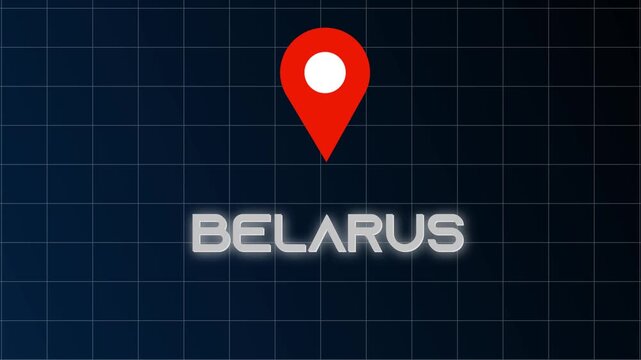 Radiant Belarus geolocation pointer shimmering through a deep black background with smooth neon-motion illumination.