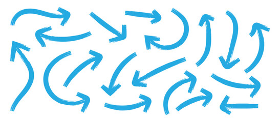 Set of Hand drawn vector arrows doodle on white background. design element vector illustration. Arrow mark icons. Arrow paint - stock vector.