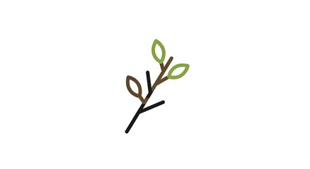 Minimalist twig icon isolated on white