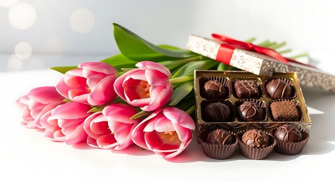 Elegant Gift of Pink Tulips and Gourmet Chocolates for a Special Occasion